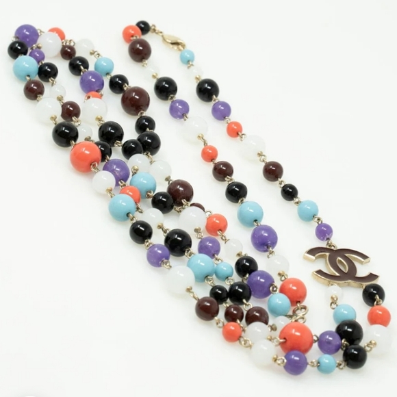Chanel Rare Multicolored Glass Bead and Pearl Long Double Strand Necklace - Picture 5 of 14
